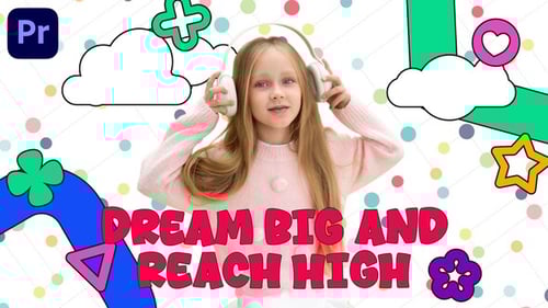 Playful Kids Video Intro with Fun Cartoon Shapes and Colorful Brush Transitions