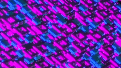 Abstract Geometric Neon Blocks Pulsing Wave Background