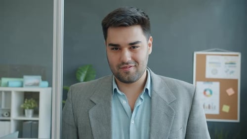 Man in Blazer Portrait in the Workplace