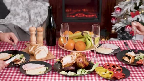 Friends and Family Celebrate Christmas Feast