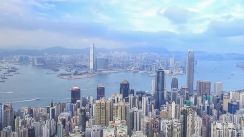 4k Time-lapse of Hong Kong city, view from The Peak