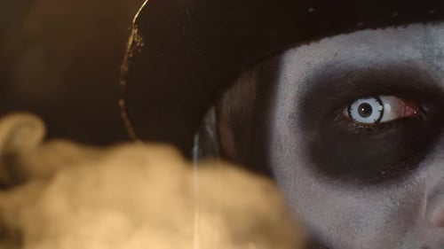 Skull Face Paint on Man for Halloween