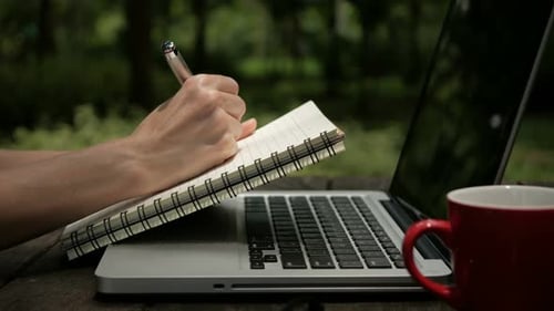 Writing Diary At Garden