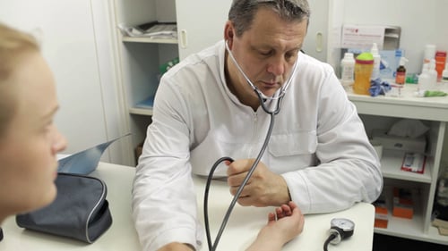 Doctor Checks Blood Pressure of Female Patient