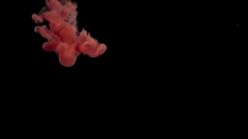 Swirling Light Red Ink Cloud on Black Background
