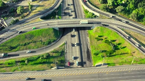 Traffic Transport Cars Aerial Morning City Road