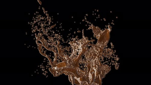 Dynamic Chocolate Liquid Splash on Black Background