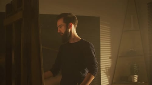 Sketch artist working in a studio