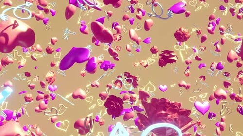 Animated Falling Hearts, Glowing Arrows, and Rose Petals Background