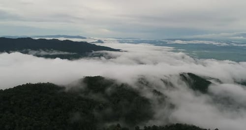 Aerial View flying over mountain in Thailand