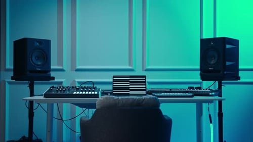 Music sequencer, record music on computer. Music track. Music studio.