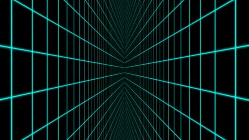 Neon Cyber Grid Tunnel Motion Background Loop