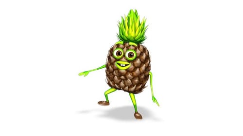 Pineapple Dance Loop On White Background
