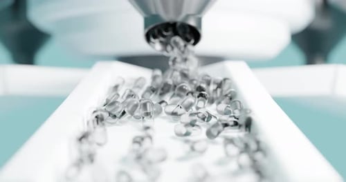 New advanced drug trial medicine pill capsules on scientific medical equipment in a pharmacology and