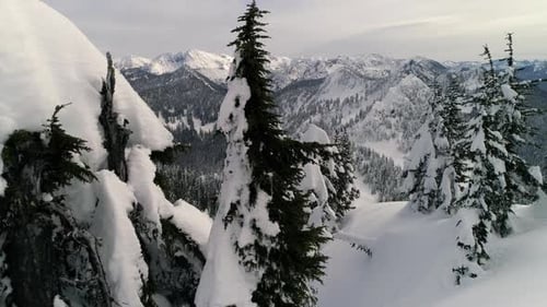 Winter Snow Dolly Reveal Of Mountain Range