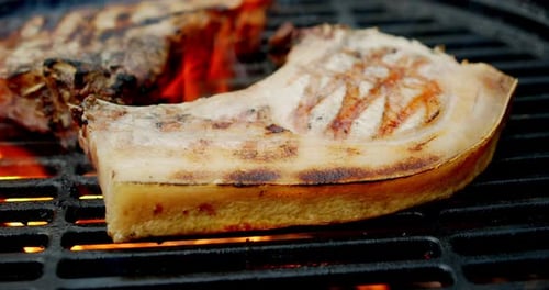 Delicious Meat Sizzling on the Barbecue Grill
