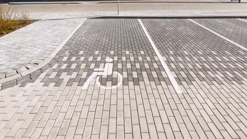 Many Disabled Parking Signs on Pavement at Mall