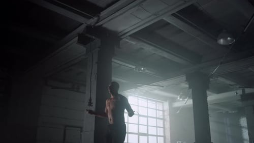 Sportsman Jumping on Skipping Rope
