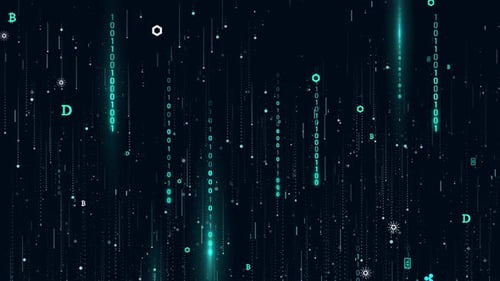 Cryptocurrency Binary Matrix Digital Animation with Icons