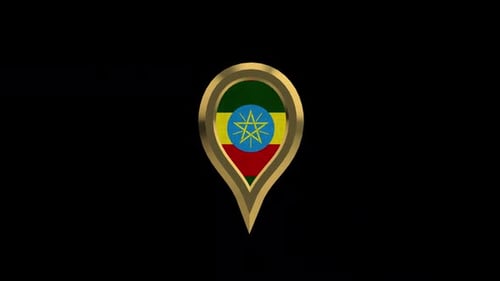 3D Golden Ethiopia Map Pin Rotation