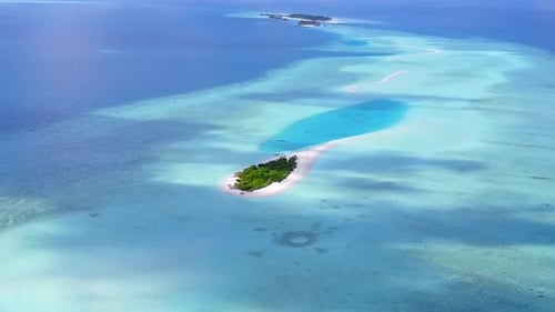 Aerial drone seascape of coastline beach break by water with sand background