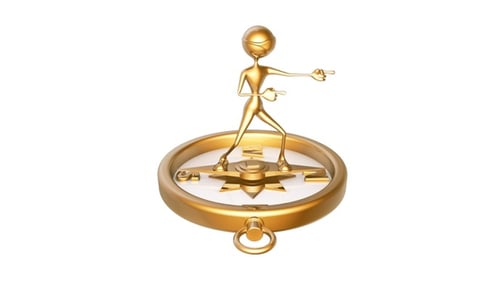 Personnage 3D Gold Man - Direction de la boussole