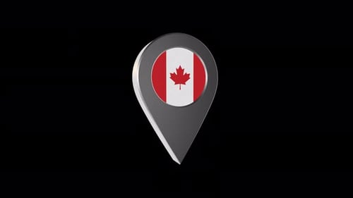 3D Canada Map Pin Icon Rotation