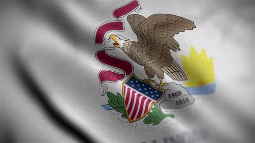 Realistic Illinois State Seal Waving Flag Animation Loop