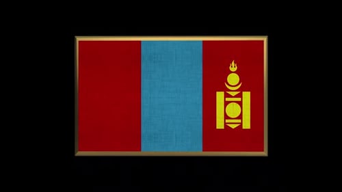 Mongolia Flag 3D Golden Frame Rotating Animation