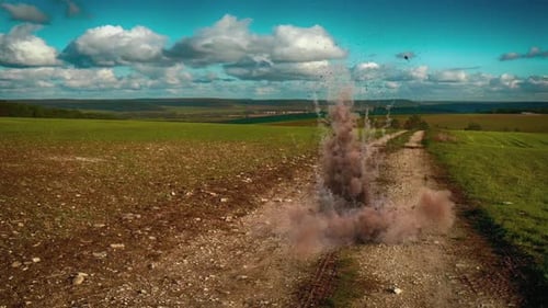 Realistic Ground Explosion with Dust and Fire Effect