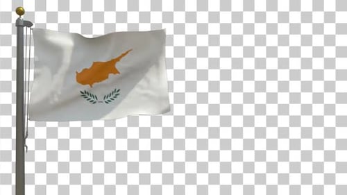 Realistic Cyprus National Flag Waving with Transparent Background