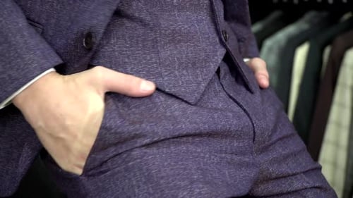 Classic Men's Clothing, Trousers and Vest, Close-up. Men's Business Clothing and Fashion.