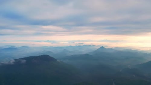 4K aerial view from a drone flying over the valley