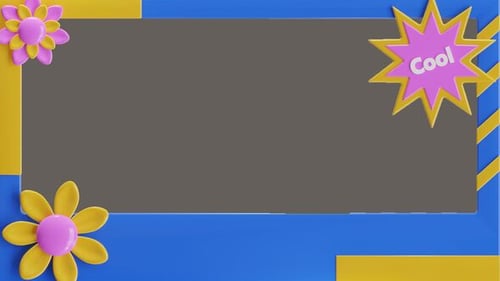 Vibrant 3D Frame with Flowers and Starburst for Content Reveal