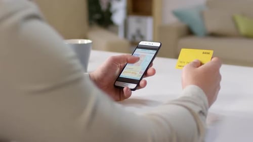 Online Shopping with Phone and Credit Card Indoors