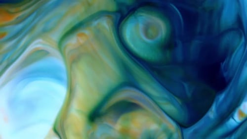 Abstract Blue and Yellow Paint Swirls