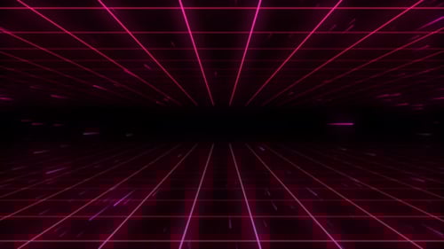 Futuristic Neon Grid Tunnel Flythrough Background Animation