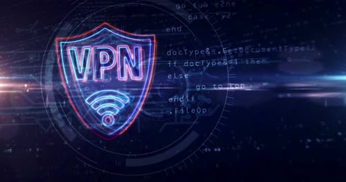 VPN neon sign abstract loopable tunnel