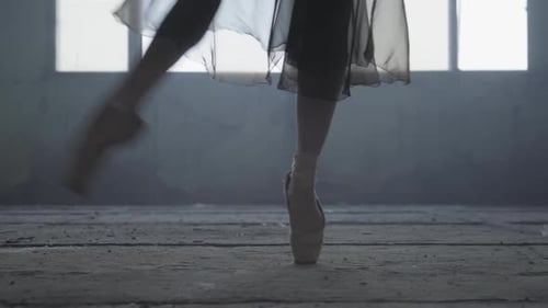 Ballerina Dancing in Abandoned Gritty Urban Building