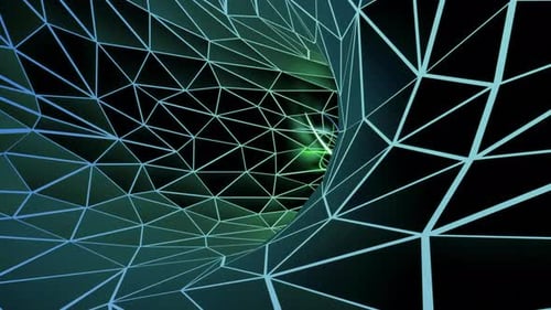 Glühende Linie bewegt sich im Cybertunnel