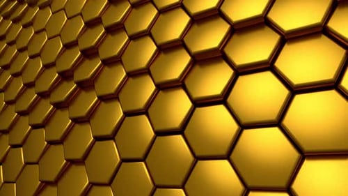 Golden Hexagon Wave Motion Background