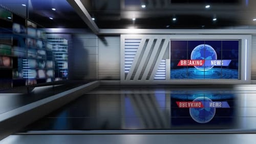 Virtual News Studio Set Green Screen Background Loop 4k