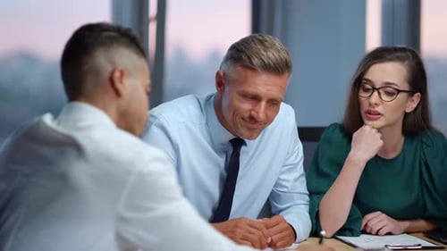 Business Colleagues Meeting in Modern Office