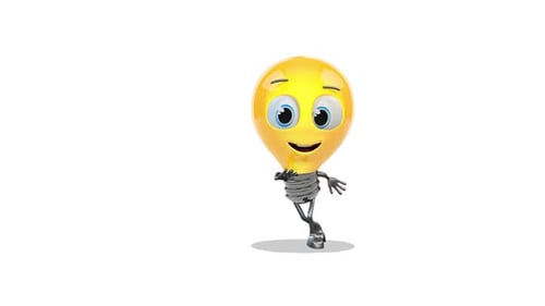 Happy Light Bulb Simple Dancing auf weißem Hintergrund