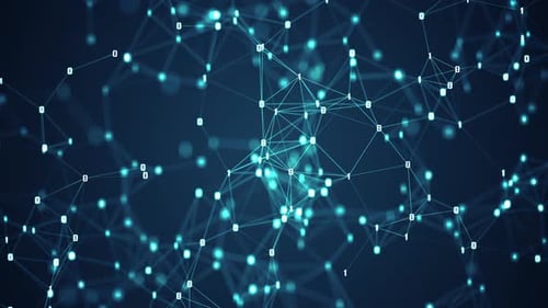 Abstract Digital Network with Flowing Binary Data