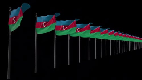 Row Of Azerbaijan Flags With Alpha 2K