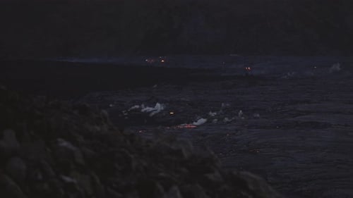 Smouldering Lava Flow From Erupting Fagradalsfjall Volcano