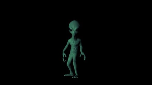 Green Alien Dancing Animation on Black Background
