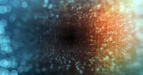 Abstract Glowing Data Tunnel Network Background Animation