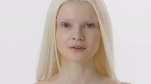 Close Up Of Woman With Pale Blonde Hair